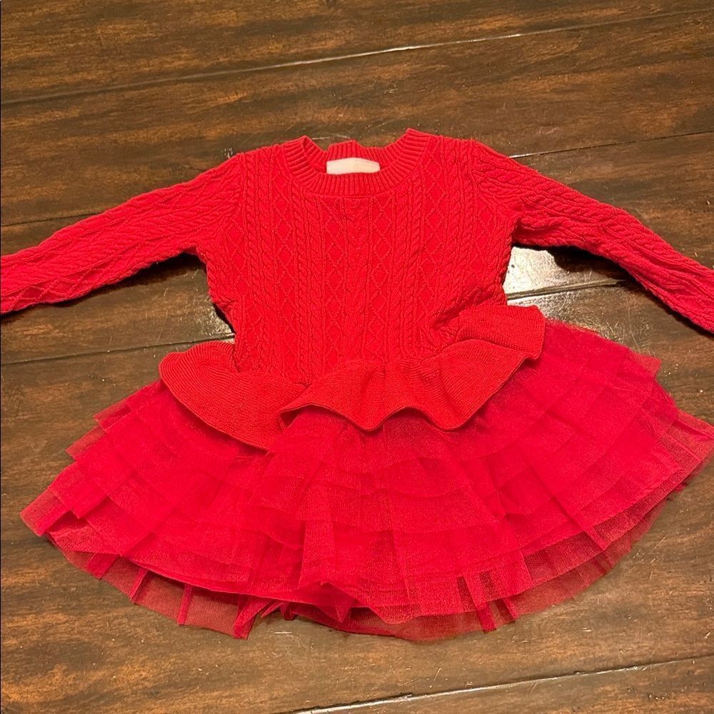 American Girl Red Ruffled Sweater Dress